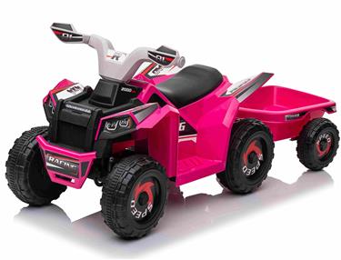 EL Barn ATV för barn med släp, pink-3