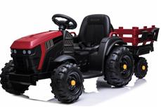 EL Traktor med trailer till barn 12V m/2.4G, lädersäte, Gummihjul-röd