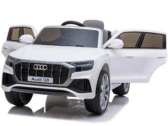 Audi Q8 elbil till Barn 12V, Vit m. Gummihjul +2.4G+lädersäte