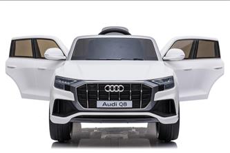 Audi Q8 elbil till Barn 12V, Vit m. Gummihjul +2.4G+lädersäte-10