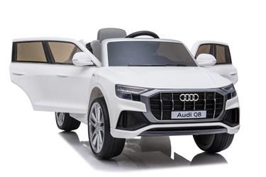 Audi Q8 elbil till Barn 12V, Vit m. Gummihjul +2.4G+lädersäte-11
