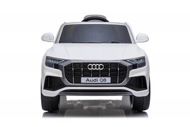 Audi Q8 elbil till Barn 12V, Vit m. Gummihjul +2.4G+lädersäte-2
