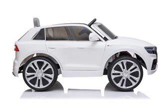 Audi Q8 elbil till Barn 12V, Vit m. Gummihjul +2.4G+lädersäte-3