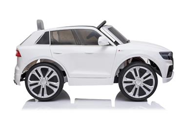 Audi Q8 elbil till Barn 12V, Vit m. Gummihjul +2.4G+lädersäte-3
