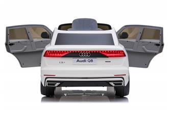 Audi Q8 elbil till Barn 12V, Vit m. Gummihjul +2.4G+lädersäte-4