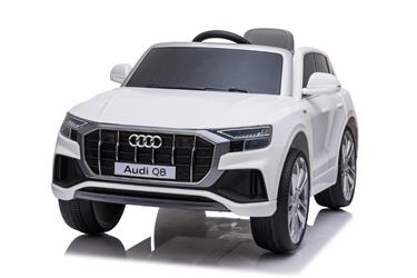 Audi Q8 elbil till Barn 12V, Vit m. Gummihjul +2.4G+lädersäte-5