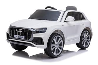 Audi Q8 elbil till Barn 12V, Vit m. Gummihjul +2.4G+lädersäte-6