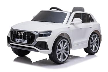Audi Q8 elbil till Barn 12V, Vit m. Gummihjul +2.4G+lädersäte-6