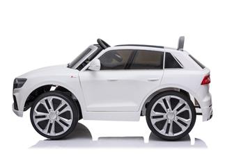 Audi Q8 elbil till Barn 12V, Vit m. Gummihjul +2.4G+lädersäte-7