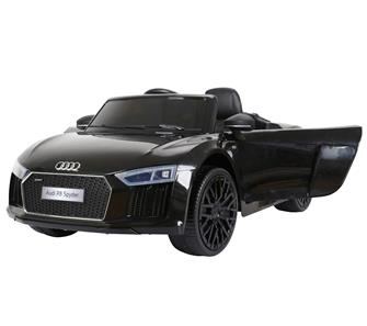 Audi R8 Spyder Svart Elbil till Barn 12V m/2.4G fjärr.k., Gummihjul