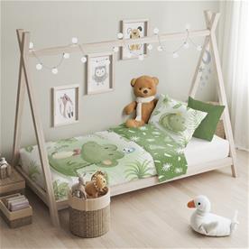 Baby Krokodil Junior Bäddset 100x135 cm - 100 procent bomull-3
