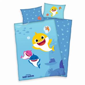 Baby Shark Bio Junior Bäddset 100x135 cm - 100 procent bomull