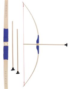 Barnbåge i bokträ med blått grepp + 3 pilar-2