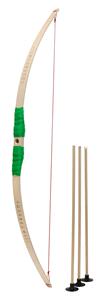 Barnbåge i bokträ med grön grepp + 3 pilar