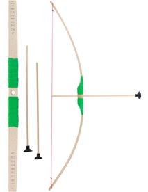 Barnbåge i bokträ med grön grepp + 3 pilar-2