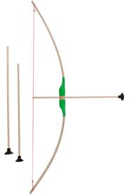 Barnbåge i bokträ med grön grepp + 3 pilar-6