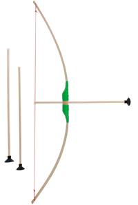 Barnbåge i bokträ med grön grepp + 3 pilar-6