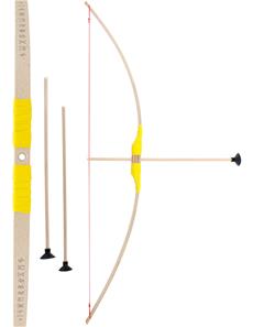 Barnbåge i bokträ med gult grepp + 3 pilar-2