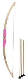 Barnbåge i bokträ med pink grepp + 3 pilar