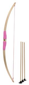 Barnbåge i bokträ med pink grepp + 3 pilar