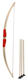 Barnbåge i bokträ med rött grepp + 3 pilar