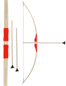 Barnbåge i bokträ med rött grepp + 3 pilar-2