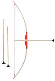 Barnbåge i bokträ med rött grepp + 3 pilar-6