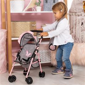 Bayer Design Buggy Klappvagn för dockor, grå/rosa-8
