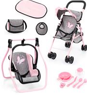 Bayer Design Buggy Klappvagn för dockor Megaset, grå/rosa