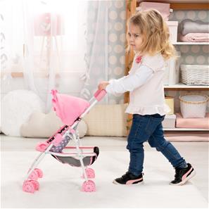 Bayer Design Buggy Klappvagn för dockor Megaset, Rosa Hjärtan-16
