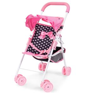 Bayer Design Buggy Klappvagn för dockor, Rosa Hjärtan