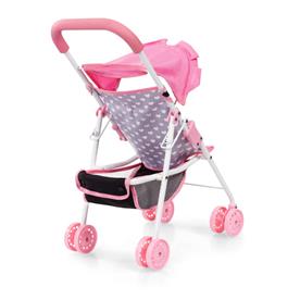 Bayer Design Buggy Klappvagn för dockor, Rosa Hjärtan-7
