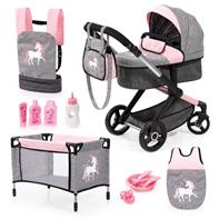 Bayer Design Kombi Dockvagn XEO deluxe-set, grå/rosa