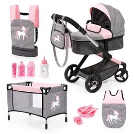 Bayer Design Kombi Dockvagn XEO deluxe-set, grå/rosa