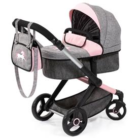 Bayer Design Kombi Dockvagn XEO deluxe-set, grå/rosa-2