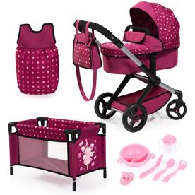 Bayer Design Kombi Dockvagn XEO deluxe Set, mörkrosa