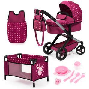 Bayer Design Kombi Dockvagn XEO deluxe Set, mörkrosa