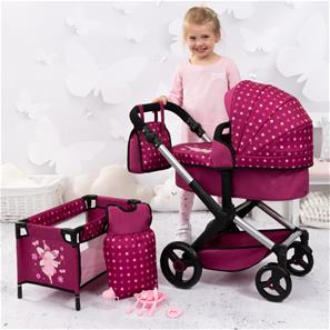 Bayer Design Kombi Dockvagn XEO deluxe Set, mörkrosa-2