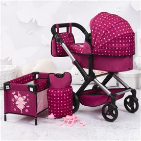 Bayer Design Kombi Dockvagn XEO deluxe Set, mörkrosa-3