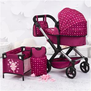 Bayer Design Kombi Dockvagn XEO deluxe Set, mörkrosa-3