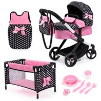 Bayer Design Kombi Dockvagn XEO deluxe Set, svart/rosa
