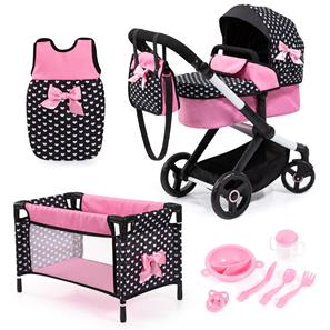 Bayer Design Kombi Dockvagn XEO deluxe Set, svart/rosa