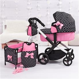 Bayer Design Kombi Dockvagn XEO deluxe Set, svart/rosa-11