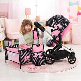 Bayer Design Kombi Dockvagn XEO deluxe Set, svart/rosa-12