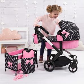 Bayer Design Kombi Dockvagn XEO deluxe Set, svart/rosa-3