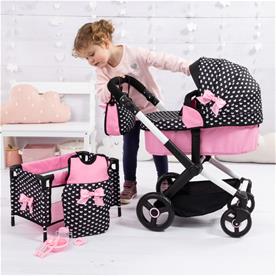 Bayer Design Kombi Dockvagn XEO deluxe Set, svart/rosa-4