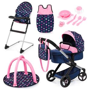 Bayer Design Kombi Dockvagn XEO deluxe Set, blå/rosa
