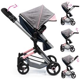 Bayer Design NEO VARIO Kombi-Dockvagn, grå/rosa/Svart-4