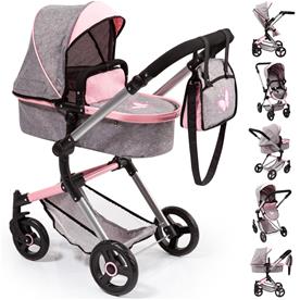 Bayer Design NEO VARIO Kombi-Dockvagn, grå/rosa-2