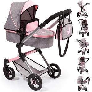 Bayer Design NEO VARIO Kombi-Dockvagn, grå/rosa-2
